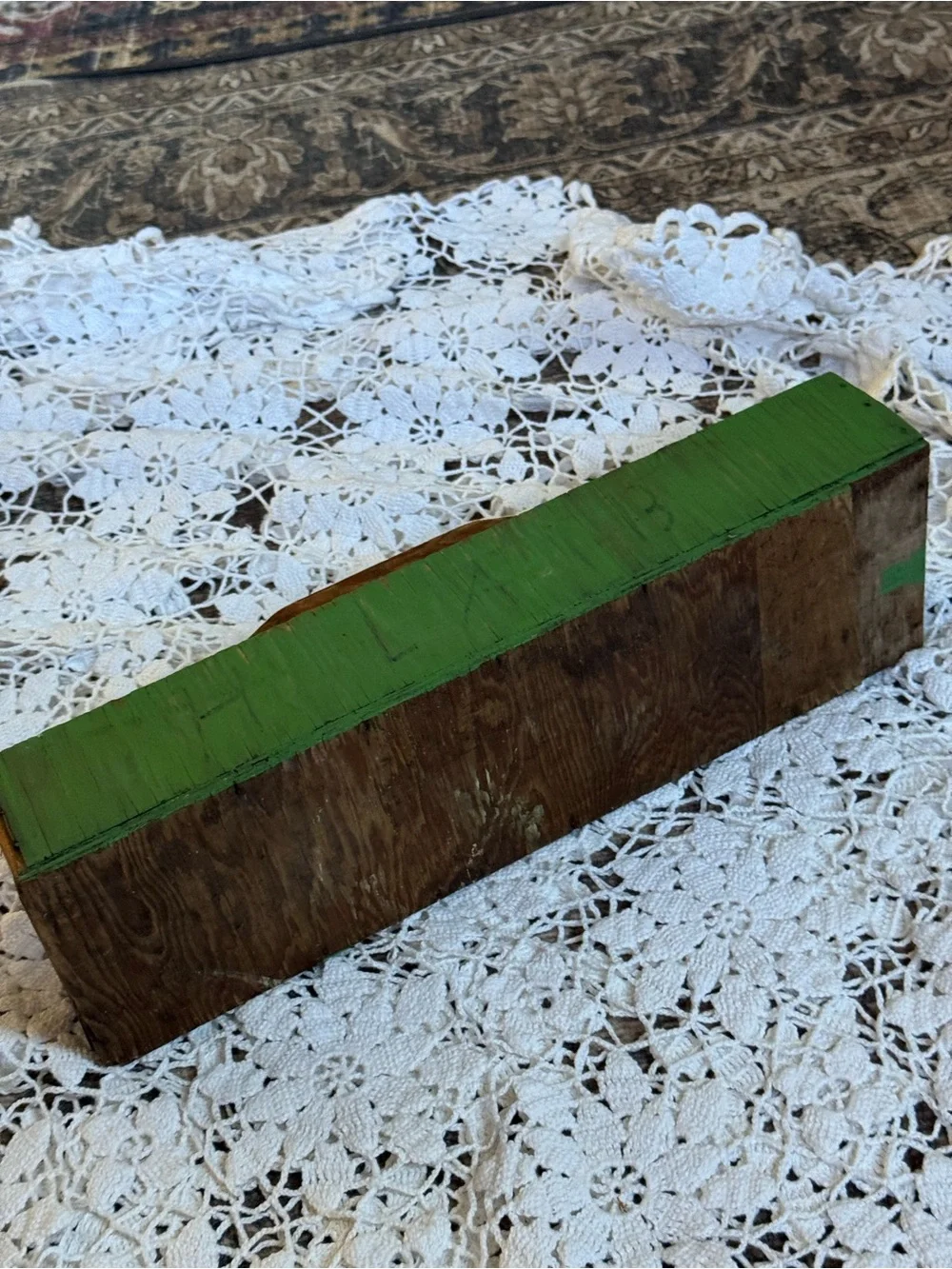 Vintage Wooden Plaster Float Green Primitive Carpenter Tool Farmhouse Decor